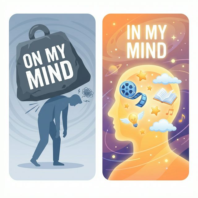 Featured image of post On my mind 和 In my mind 意思一樣嗎？只有一字之差，腦內劇場大不同！